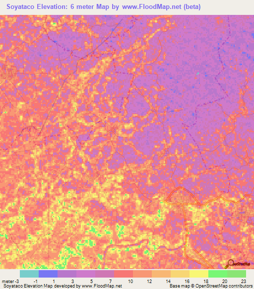 Soyataco,Mexico Elevation Map