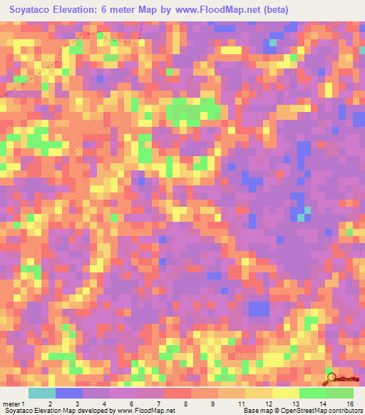 Soyataco,Mexico Elevation Map