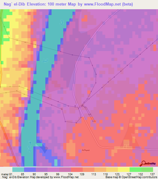 Nag` el-Dib,Egypt Elevation Map