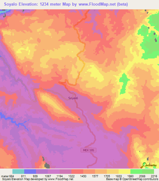 Soyalo,Mexico Elevation Map