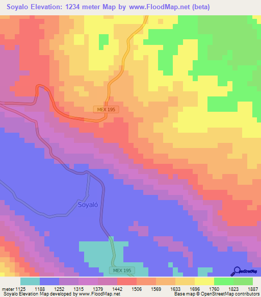 Soyalo,Mexico Elevation Map