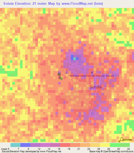 Sotuta,Mexico Elevation Map