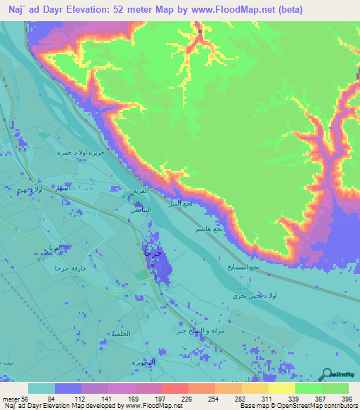 Naj` ad Dayr,Egypt Elevation Map