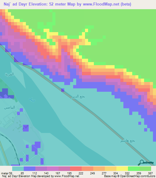 Naj` ad Dayr,Egypt Elevation Map