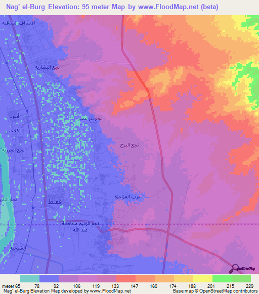 Nag' el-Burg,Egypt Elevation Map