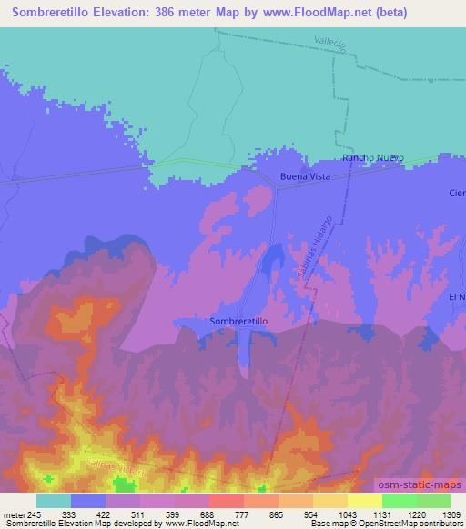 Sombreretillo,Mexico Elevation Map