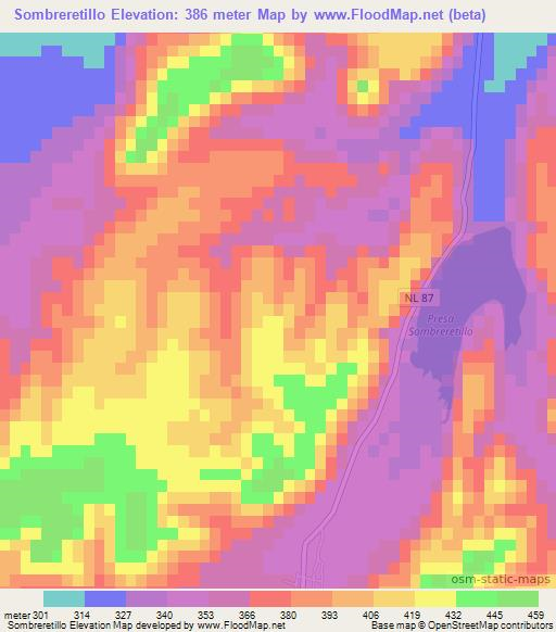 Sombreretillo,Mexico Elevation Map