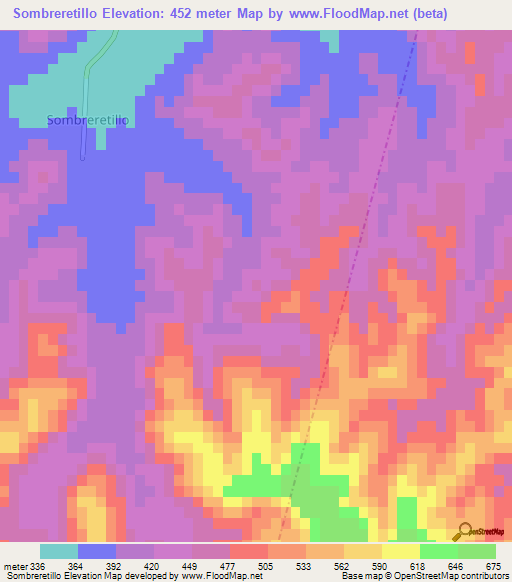 Sombreretillo,Mexico Elevation Map