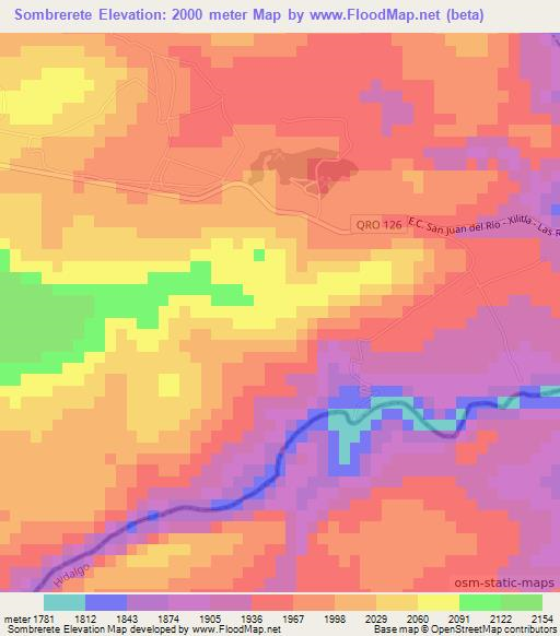 Sombrerete,Mexico Elevation Map