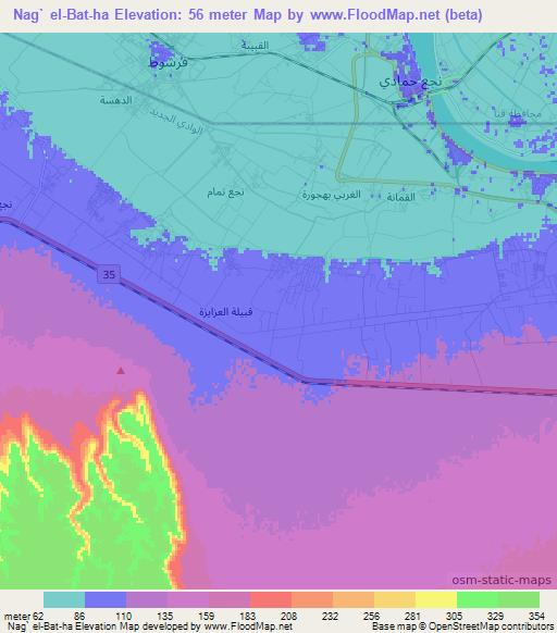 Nag` el-Bat-ha,Egypt Elevation Map