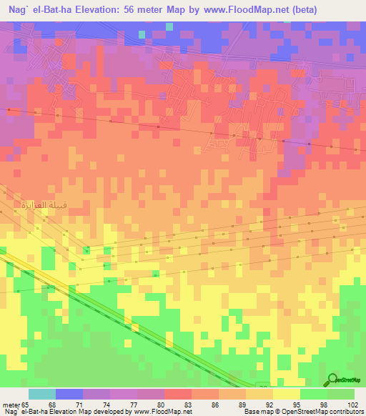 Nag` el-Bat-ha,Egypt Elevation Map