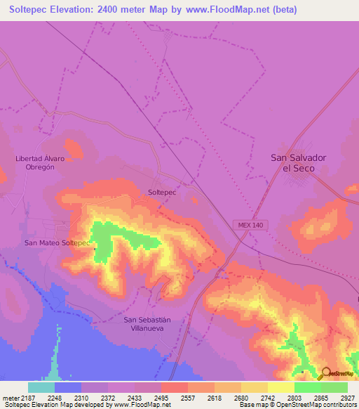 Soltepec,Mexico Elevation Map