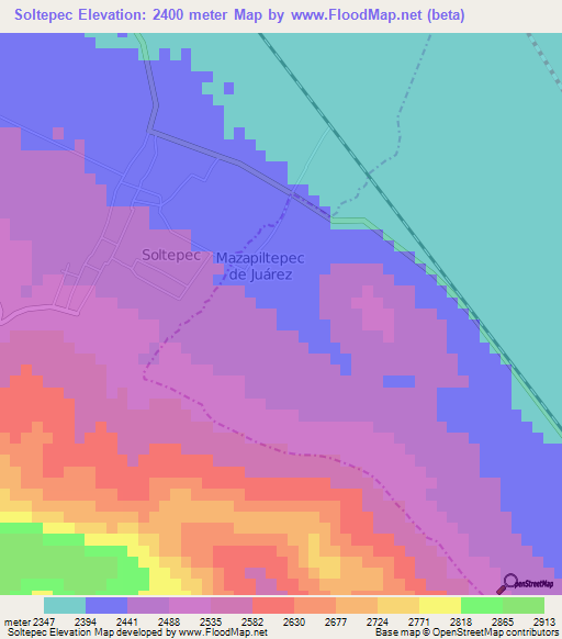 Soltepec,Mexico Elevation Map