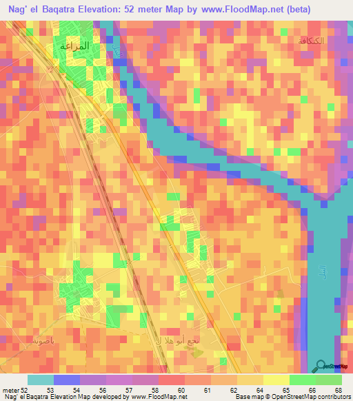 Nag' el Baqatra,Egypt Elevation Map