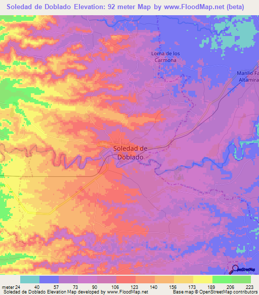 Soledad de Doblado,Mexico Elevation Map