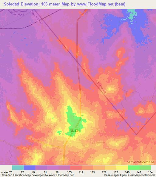 Soledad,Mexico Elevation Map