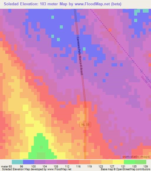 Soledad,Mexico Elevation Map