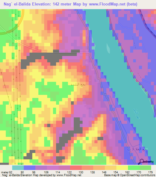 Nag` el-Balida,Egypt Elevation Map