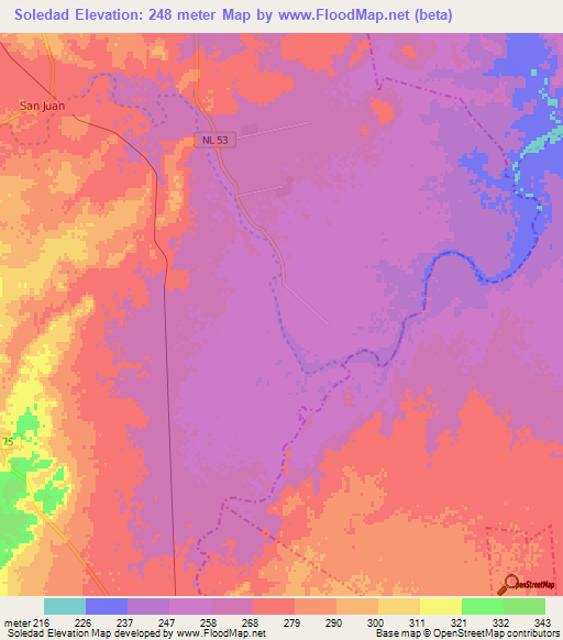 Soledad,Mexico Elevation Map