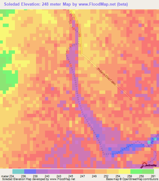 Soledad,Mexico Elevation Map