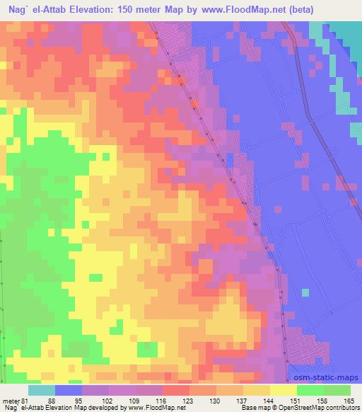 Nag` el-Attab,Egypt Elevation Map