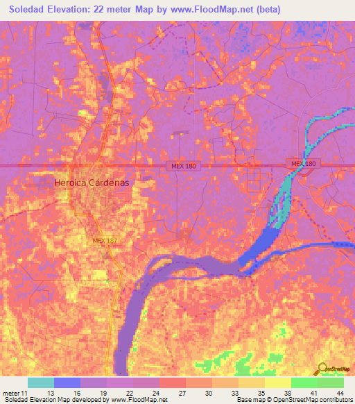 Soledad,Mexico Elevation Map