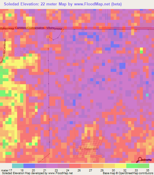 Soledad,Mexico Elevation Map