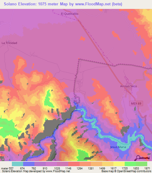 Solano,Mexico Elevation Map