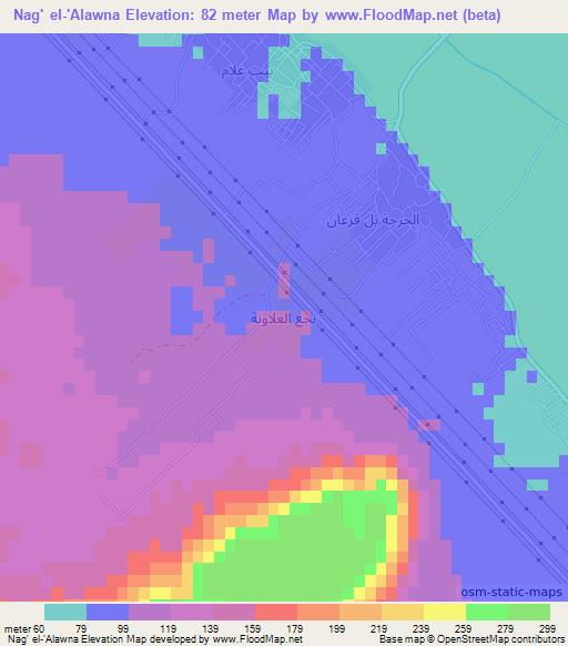 Nag' el-'Alawna,Egypt Elevation Map