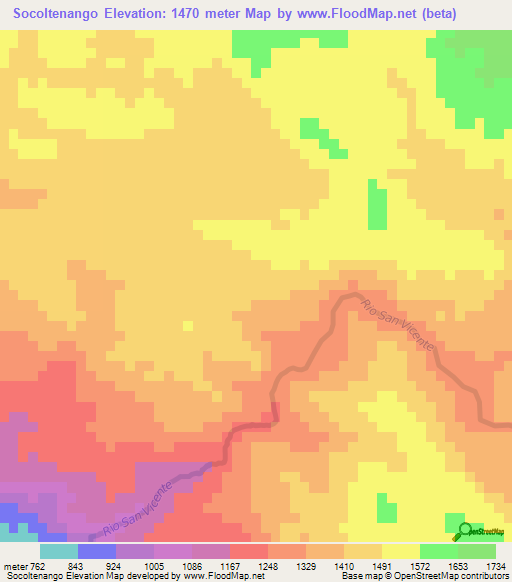 Socoltenango,Mexico Elevation Map