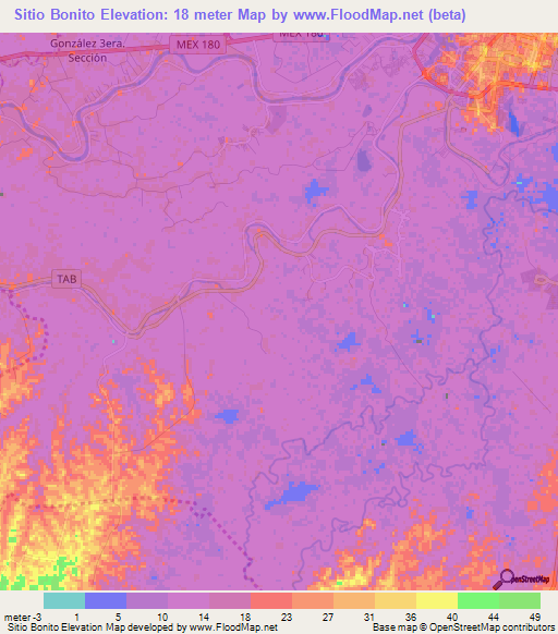 Sitio Bonito,Mexico Elevation Map