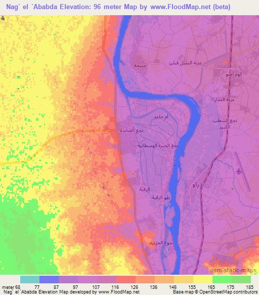 Nag` el `Ababda,Egypt Elevation Map