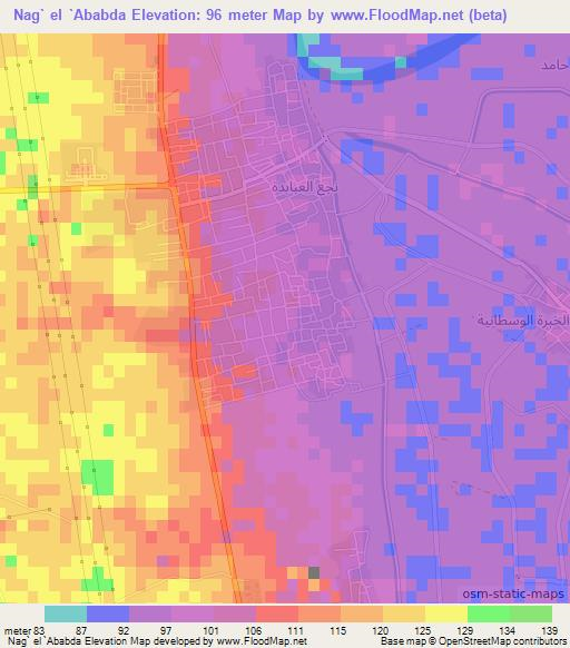 Nag` el `Ababda,Egypt Elevation Map
