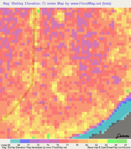 Nag` Bishlay,Egypt Elevation Map