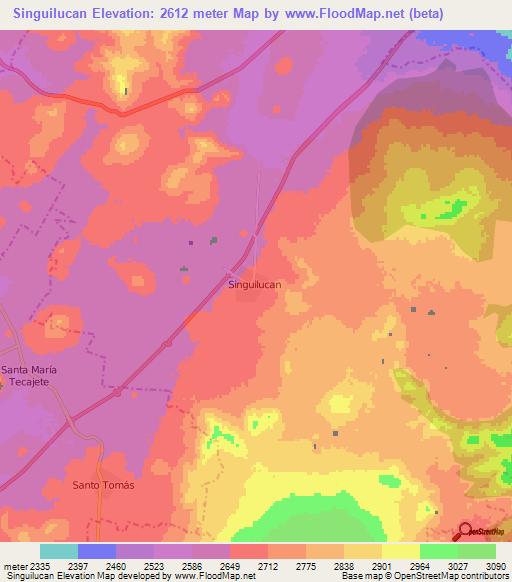 Singuilucan,Mexico Elevation Map