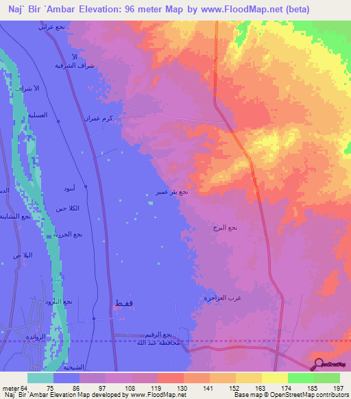 Naj` Bir `Ambar,Egypt Elevation Map