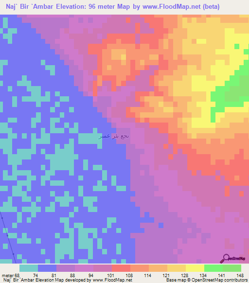 Naj` Bir `Ambar,Egypt Elevation Map