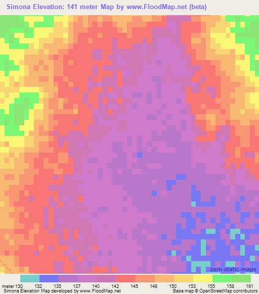 Simona,Mexico Elevation Map