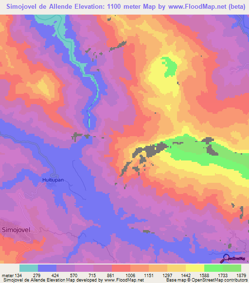 Simojovel de Allende,Mexico Elevation Map