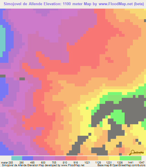 Simojovel de Allende,Mexico Elevation Map