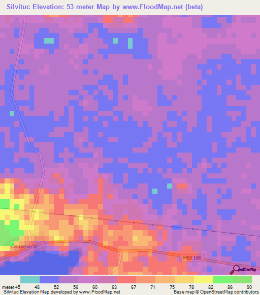 Silvituc,Mexico Elevation Map