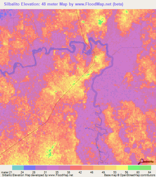 Silbalito,Mexico Elevation Map