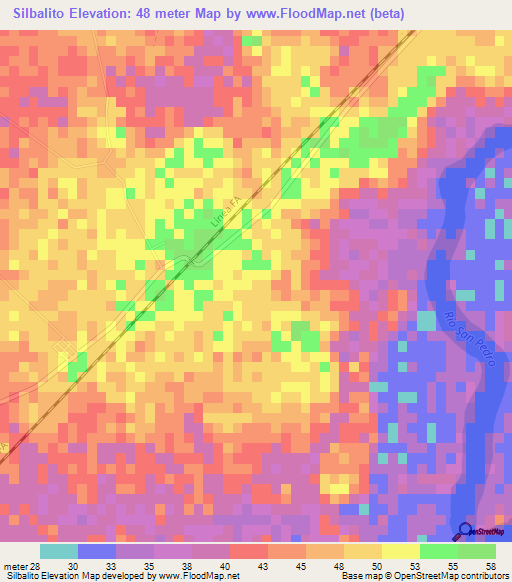 Silbalito,Mexico Elevation Map