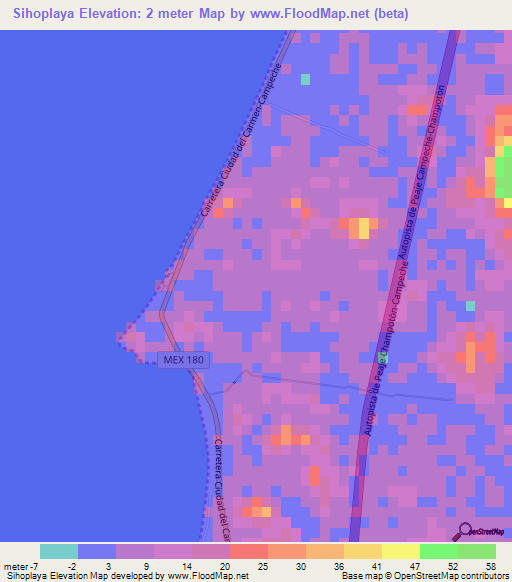 Sihoplaya,Mexico Elevation Map