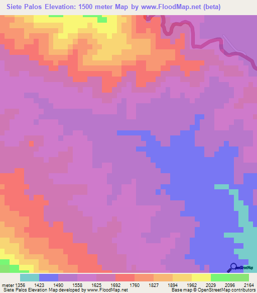 Siete Palos,Mexico Elevation Map