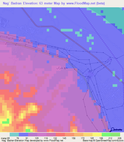 Nag` Badran,Egypt Elevation Map