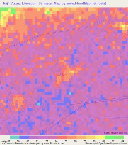 Naj` `Azzuz,Egypt Elevation Map