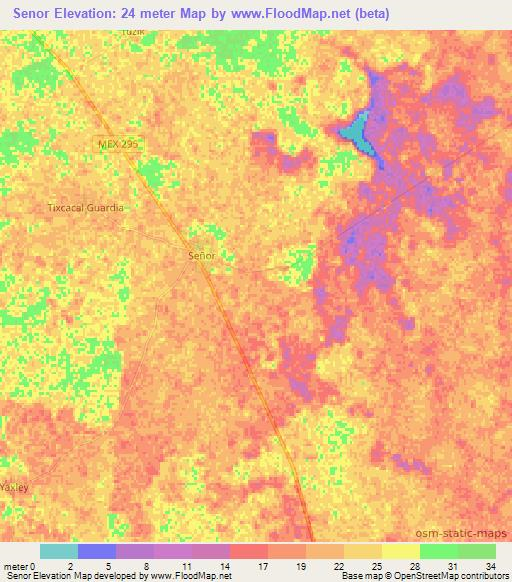 Senor,Mexico Elevation Map