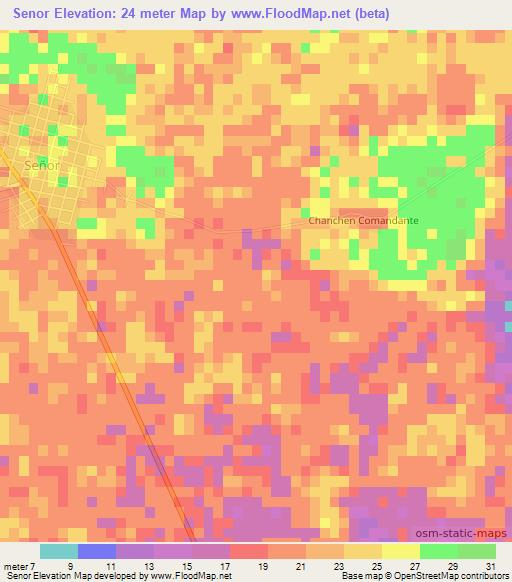 Senor,Mexico Elevation Map