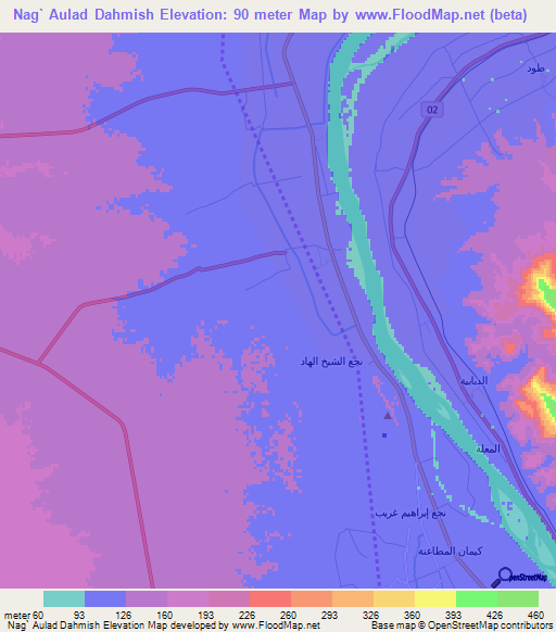 Nag` Aulad Dahmish,Egypt Elevation Map